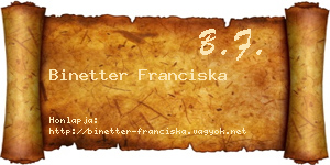 Binetter Franciska névjegykártya